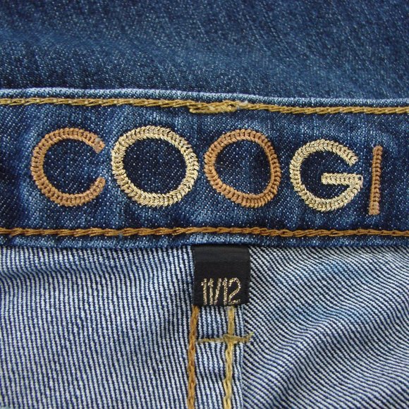 COOGI Bootcut Jeans Tall Dark Wash Stretch Gold Embroidered Logo Size 12 - Picture 2 of 16